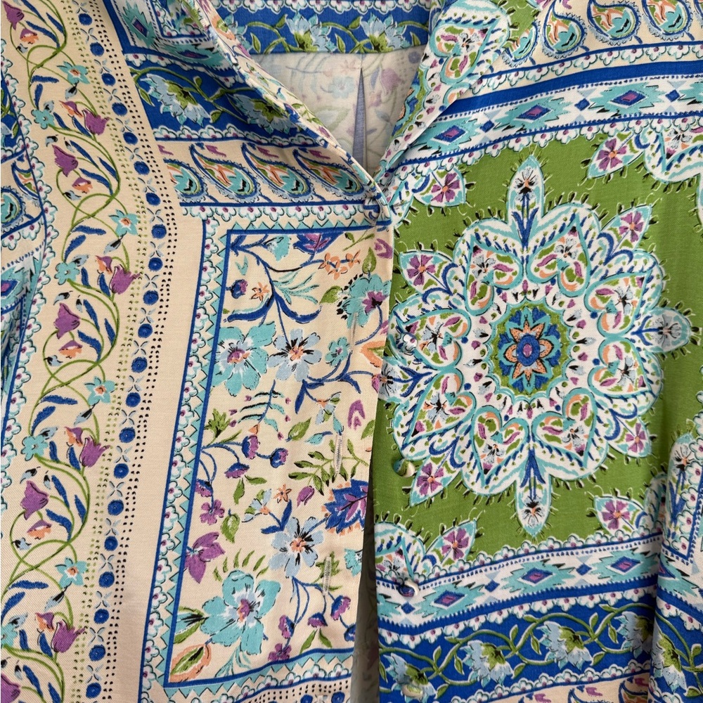 Zara Satin Multicolor Patchwork Button-Down Shirt - image 6